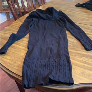 Black cowl neck sweater dress